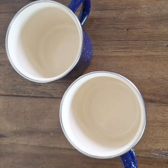 Speckled Blue Enamel Mugs Set - Picture 2 of 5